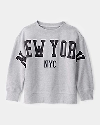 Boys NYC French Terry Pullover Sweatshirt - Grey