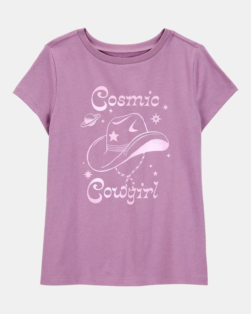 Kid Cosmic Cowgirl Short-Sleeve Graphic Tee - Purple