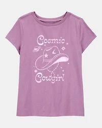 Kid Cosmic Cowgirl Short-Sleeve Graphic Tee - Purple