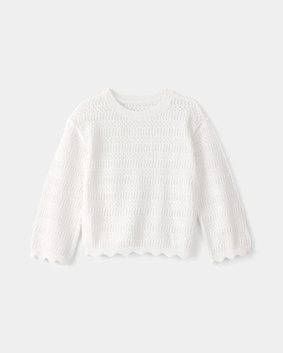 Toddler Girl Scalloped Sweater - Ivory