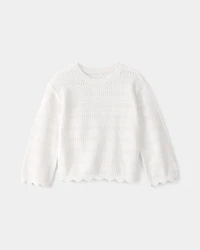 Toddler Girl Scalloped Sweater - Ivory
