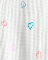 Baby Girl Heart Cotton Snug Fit 2-Way Zip Footie 1-Piece Pajamas - White