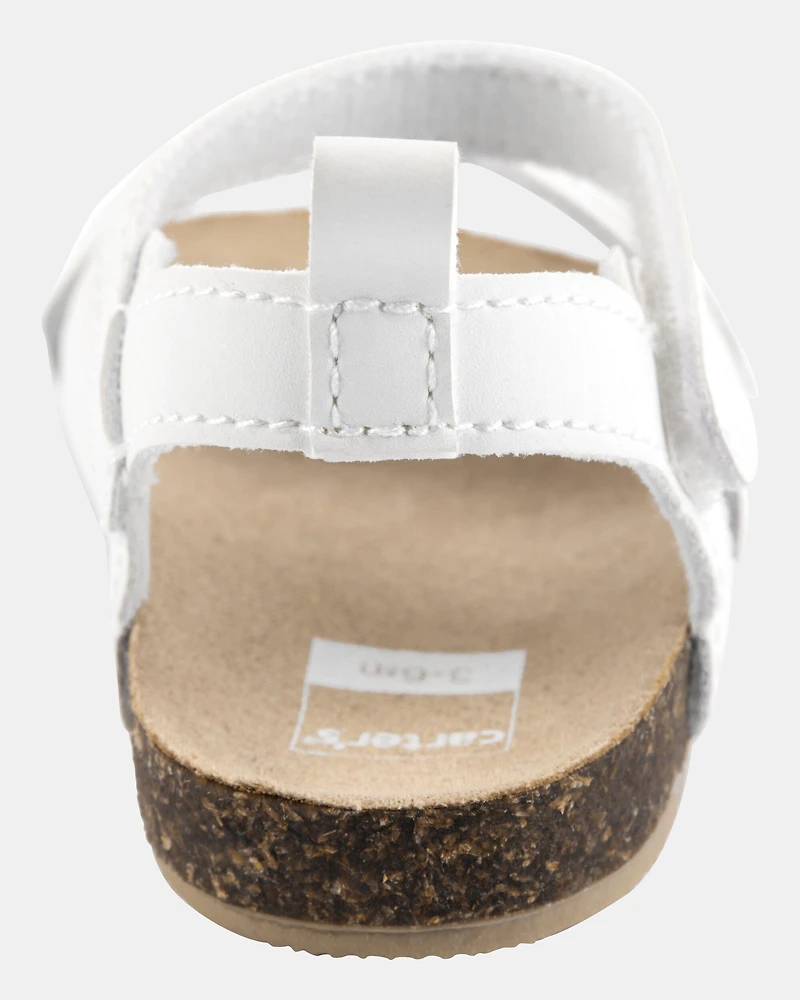 Baby Butterfly Faux Cork Sandals - White