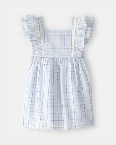 Toddler Girl Ruffle-Sleeve Gingham Dress - Blue/White