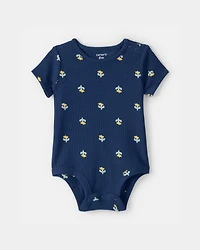Baby Girl Floral Graphic Bodysuit - Blue