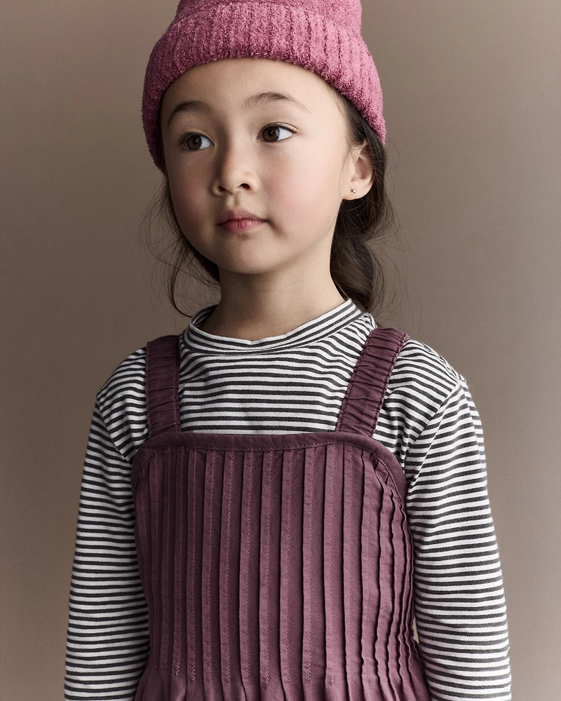 Toddler Girl Pleated Overalls - Purple