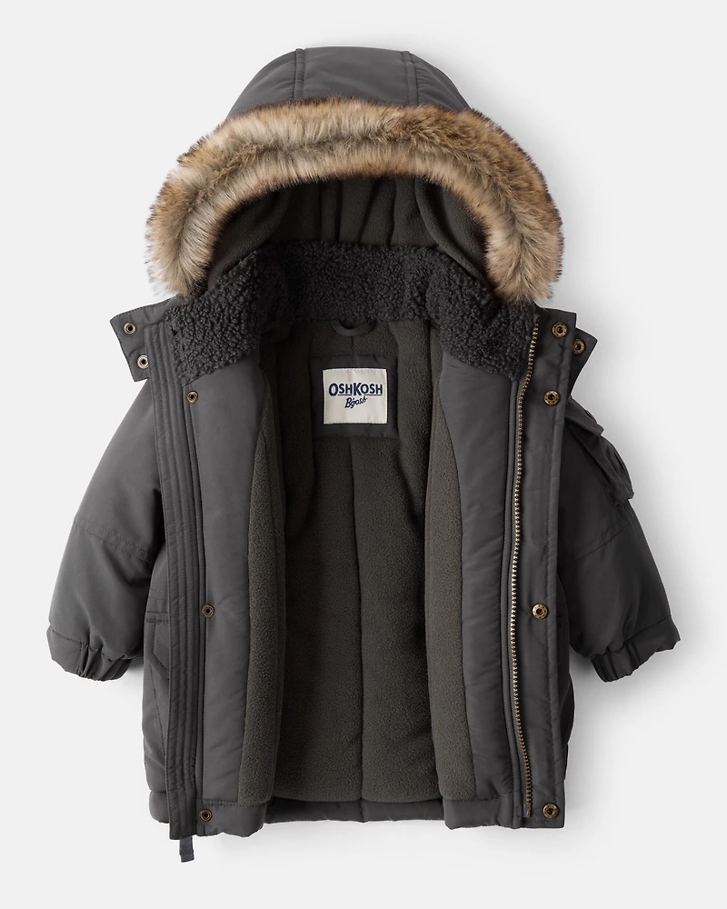 Baby Boy Hooded Heavyweight Winter Jacket - Grey