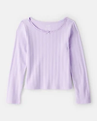 Girls Pointelle Long-Sleeve Top - Purple