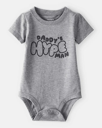 Baby Boy 'Daddy's Hype Man' Short-Sleeve Graphic Bodysuit - Grey