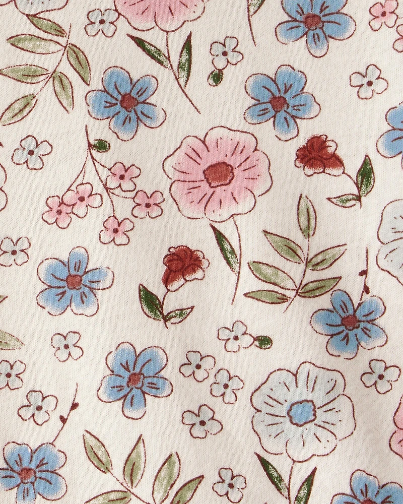 Baby Girl Floral Short-Sleeve Peplum Top - Cream