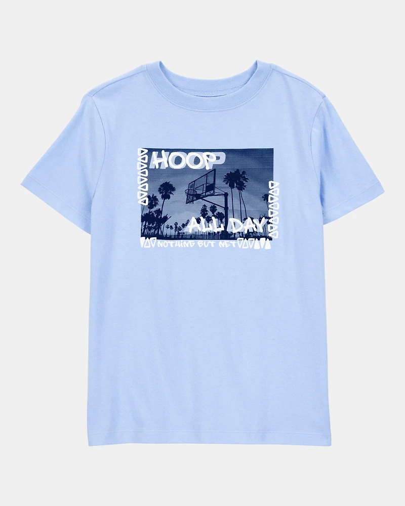 Kid Hoop All Day Short-Sleeve Graphic Tee - Blue