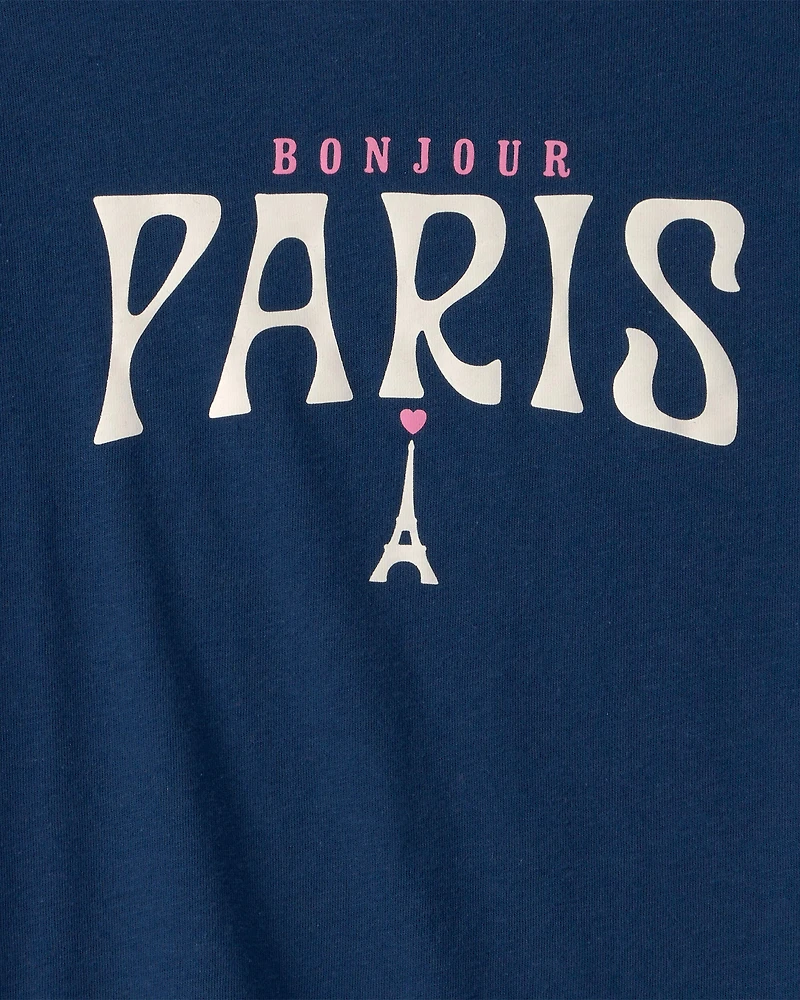 Girls Paris Graphic Tee - Blue