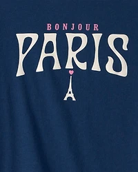 Girls Paris Graphic Tee - Blue