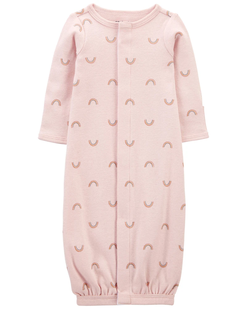Baby Girl Preemie Rainbow Cotton Sleeper Gown