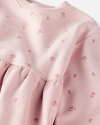 Girls French Terry Dress Made with Organic Cotton in Blush Petals Print