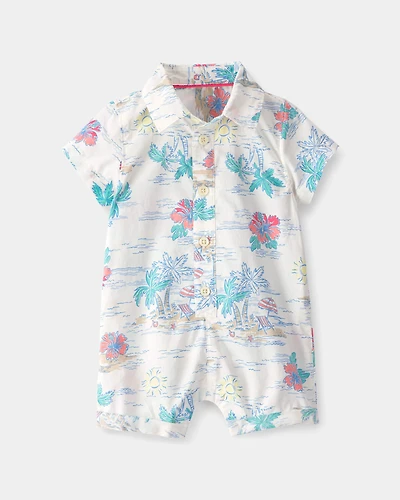 Baby Boy Tropical Beach Short-Sleeve Romper