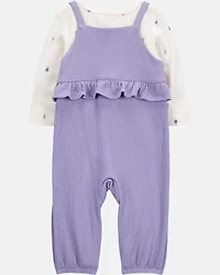 Baby 2-Piece Long-Sleeve Tee & Coverall Set - Purple