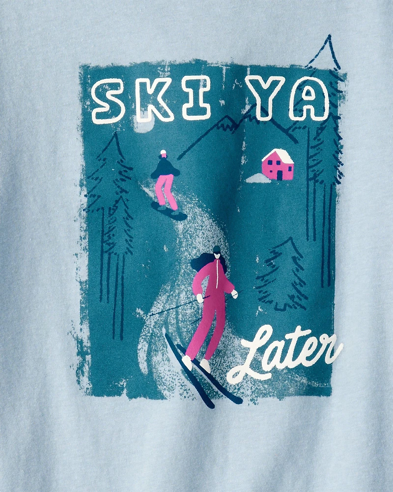 Girls Skiing Long-Sleeve Graphic Tee - Blue