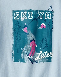 Girls Skiing Long-Sleeve Graphic Tee - Blue