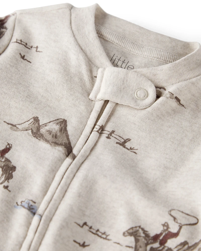 Baby Organic Cotton Sleep & Play Pajamas in Western Rodeo Print
