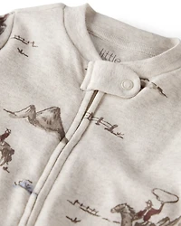 Baby Organic Cotton Sleep & Play Pajamas in Western Rodeo Print