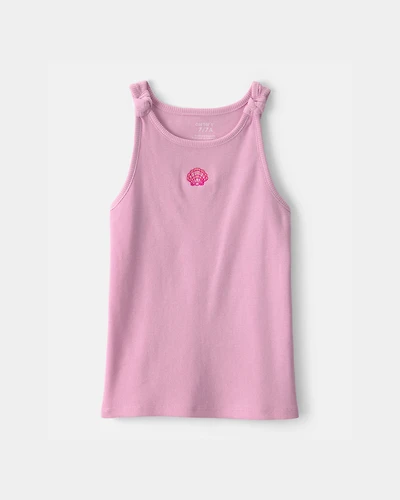 Girls Shell Embroidered Tank Top - Pink