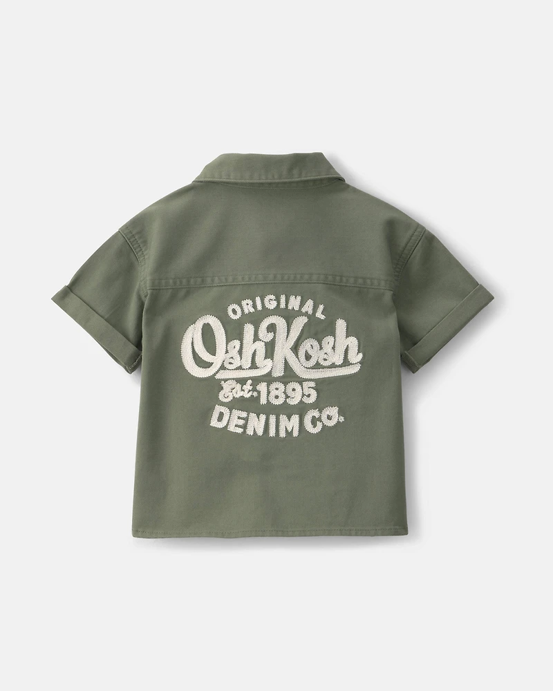 Baby Boy OshKosh Logo Short-Sleeve Button-Down Shirt - Green