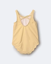 Toddler Girl Scalloped One-Piece Swimsuit in Sun Print - Yellow