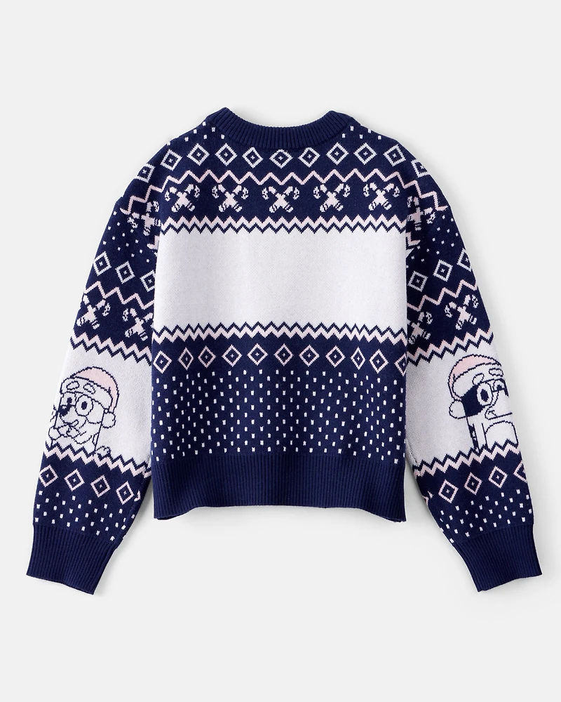 Girls Christmas Bluey™ Long-Sleeve Sweater - Blue