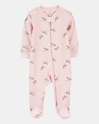 Baby 2-Pack  Ribbed 2-Way Zip Sleep & Play Pajamas - Pink/Purple