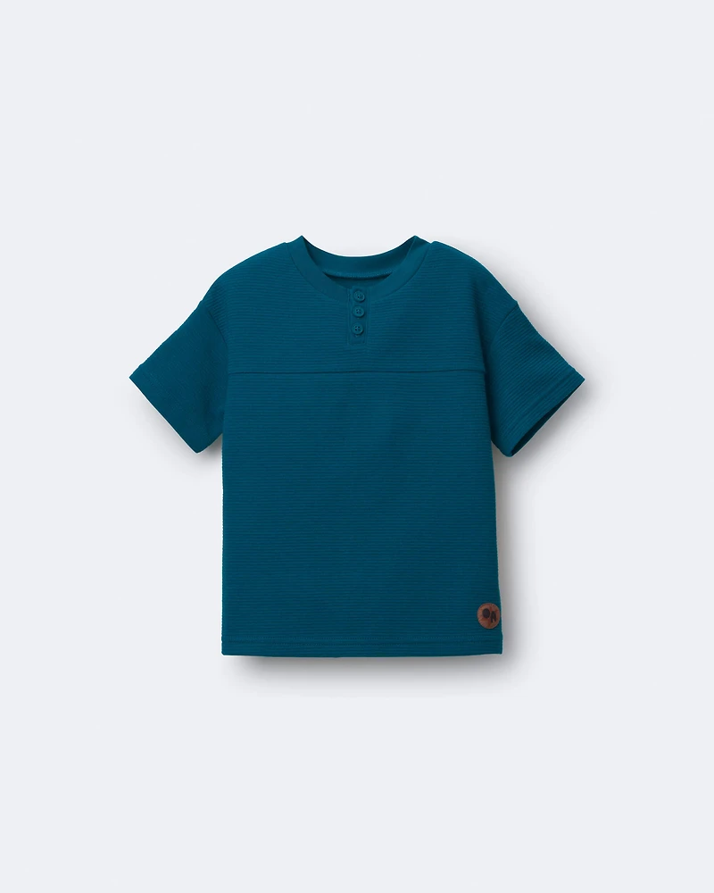 Toddler Boy Henley Tee - Teal