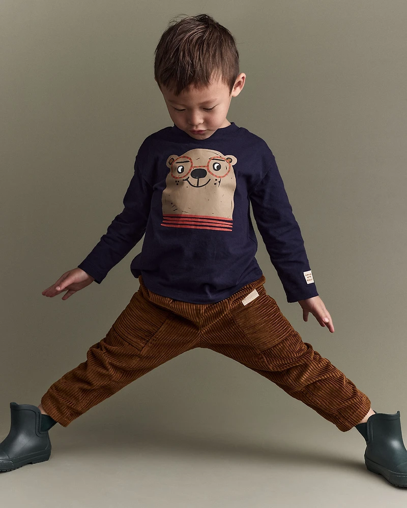Toddler Boy Otter Long-Sleeve Relaxed Graphic Tee - Navy