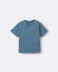 Toddler Boy Henley Tee with Pocket - Slate Blue