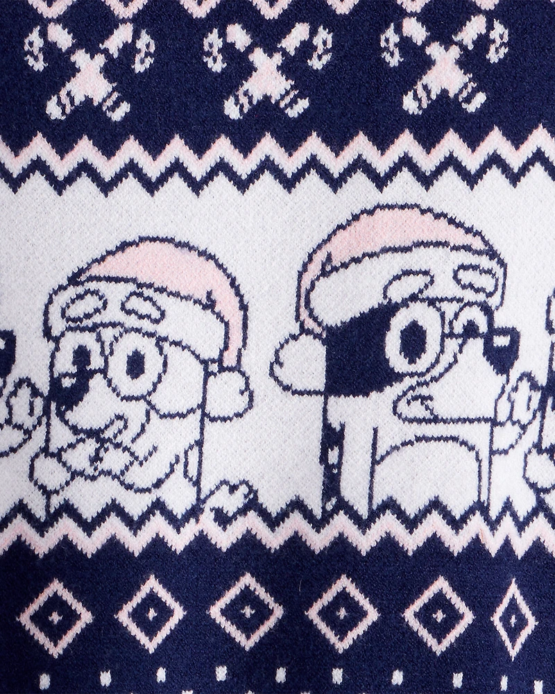 Girls Christmas Bluey™ Long-Sleeve Sweater - Blue