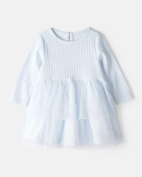 Baby Girl Tulle Long-Sleeve Dress - Blue