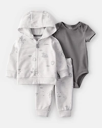Baby 3-Piece Fairytale Print Little Jacket Set - Ivory/Grey
