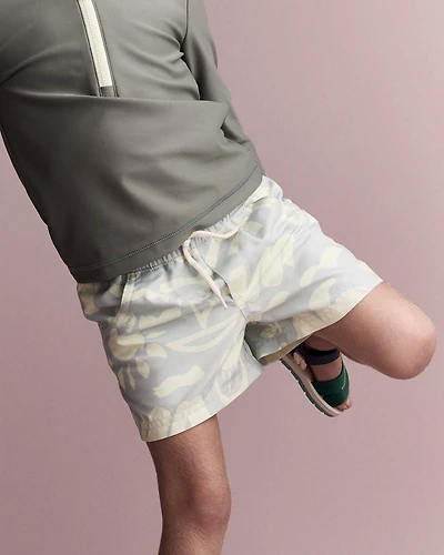 Toddler Boy Tropical Swim Trunks - Light Blue