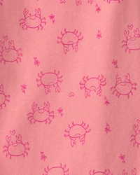 Baby Girl Crab Sleeveless Graphic Bodysuit - Coral