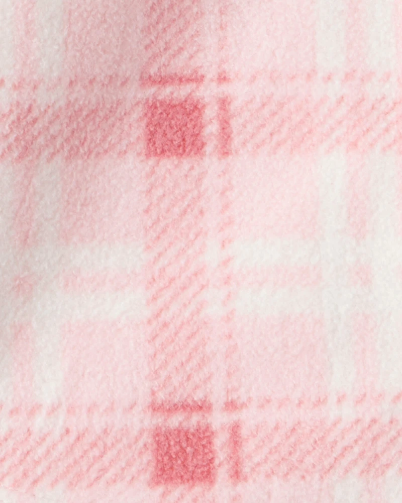 Baby Girl 3-Piece Plaid Print Fleece Jacket, Bodysuit & Pant Set - Pink