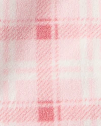 Baby Girl 3-Piece Plaid Print Fleece Jacket, Bodysuit & Pant Set - Pink