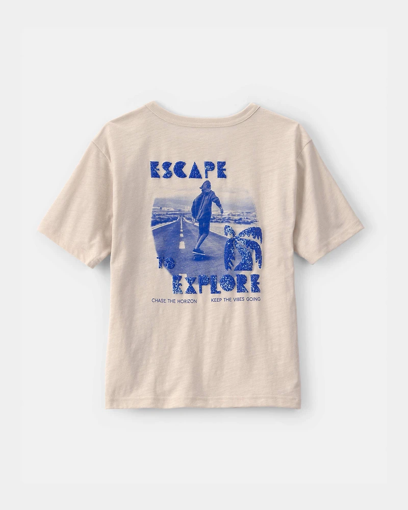 Boys Beachside Skater Graphic Tee - Tan