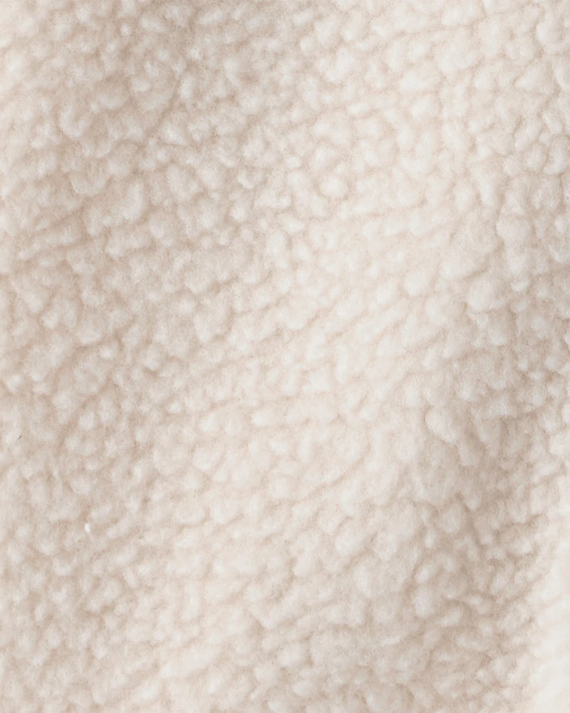 Baby Girl Color Block Fleece Long-Sleeve Jumpsuit - Cream/Pink