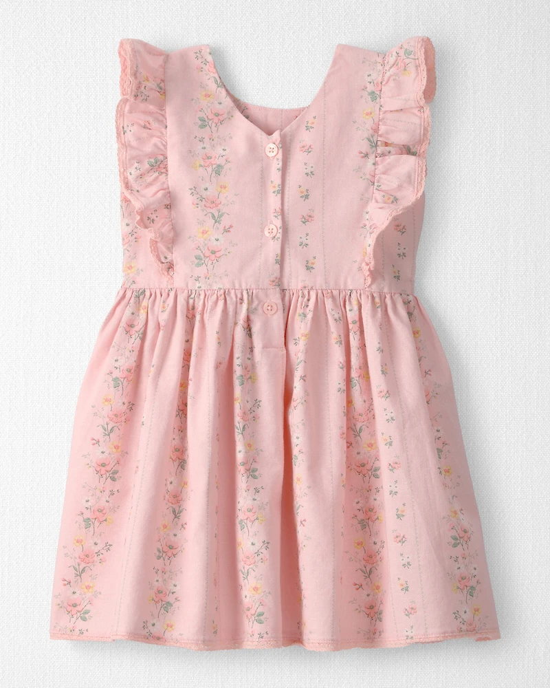 Toddler Girl Ruffle Dress Made with Organic Cotton in Spring Garden Print
