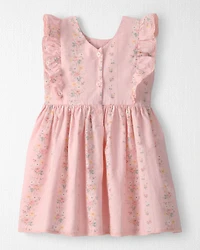 Toddler Girl Ruffle Dress Made with Organic Cotton in Spring Garden Print