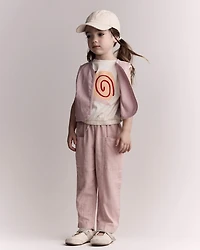 Toddler Girl Cropped Vest with Otter Pockets - Light Pink
