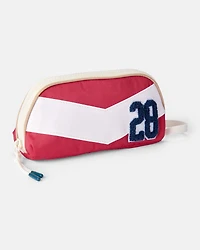 Striped Zip-Up Pencil Case - Red/White