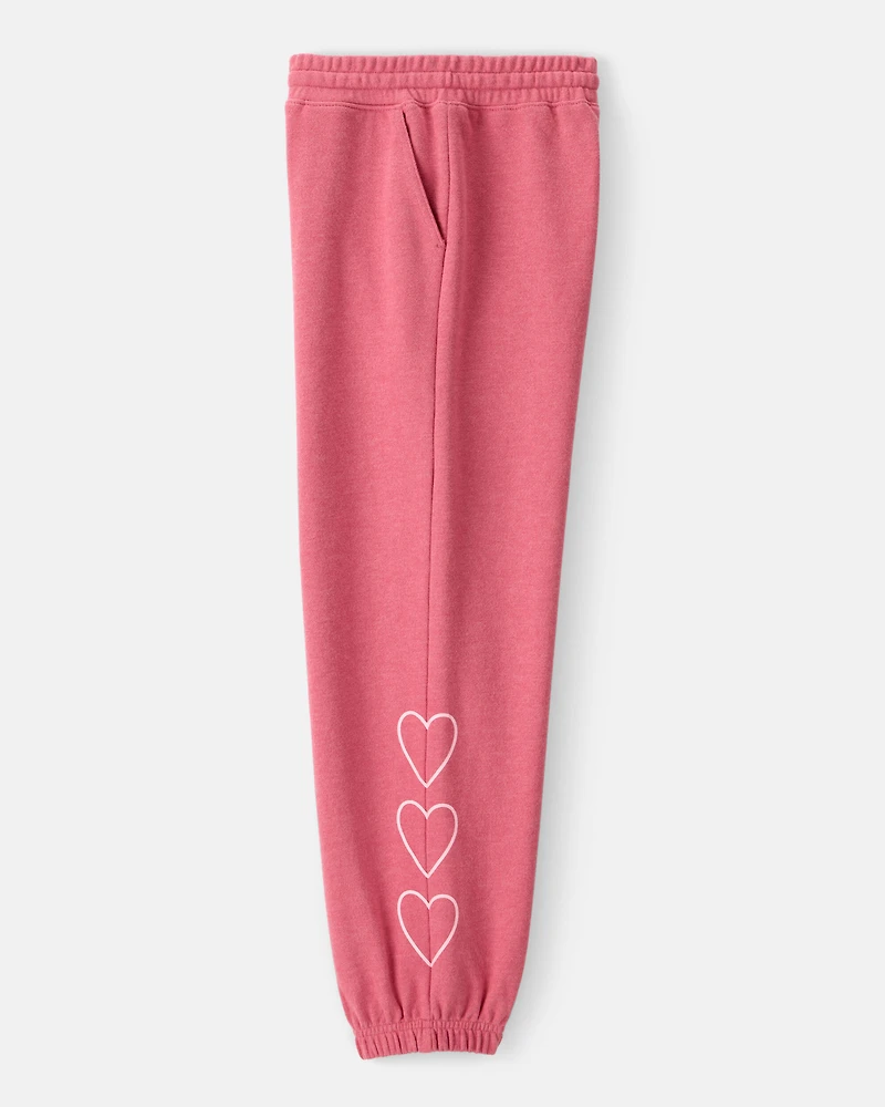 Girls Heart French Terry Joggers - Pink