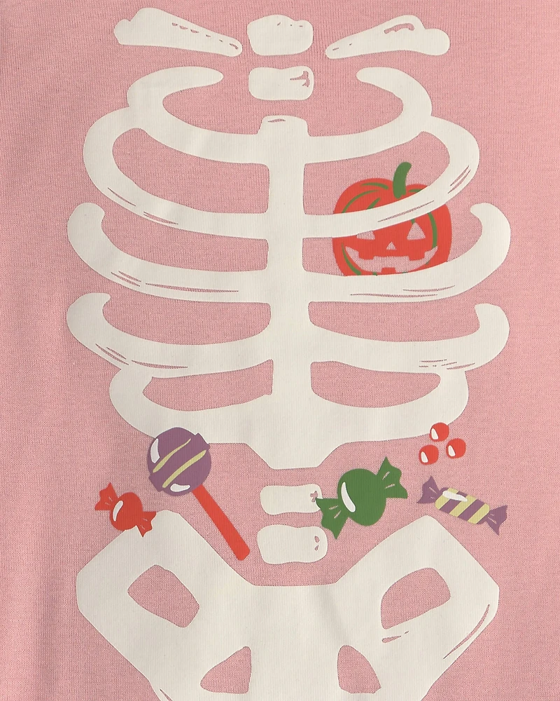 Baby Girl 2-Piece Halloween Skeleton 100% Cotton Snug Fit Pajama Set - Pink