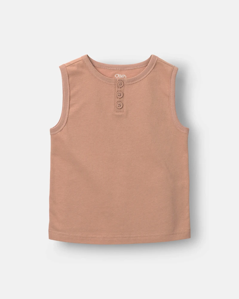 Toddler Boy Henley Tank - Light Brown