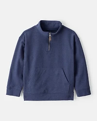 Boys Long-Sleeve Quarter-Zip Pullover Sweatshirt - Navy
